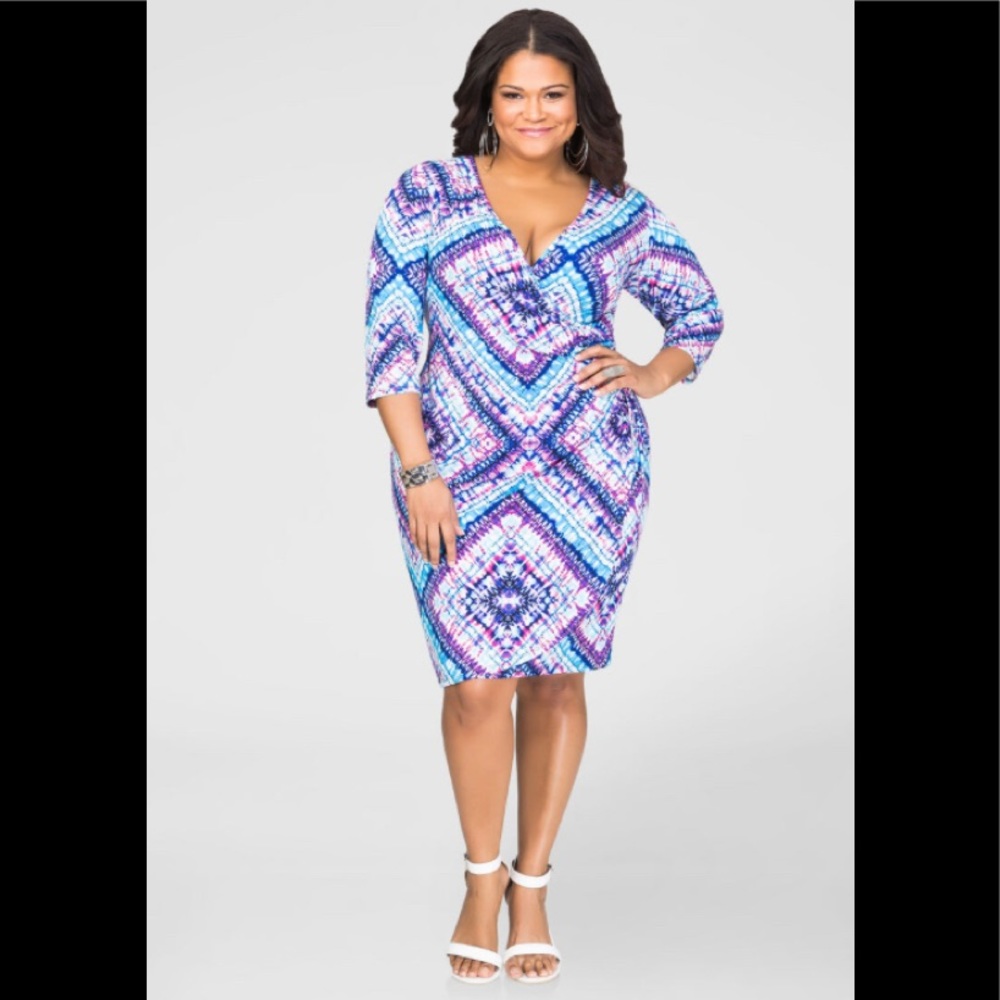PRINTED GROMMET LACE-UP SIDE DRESS